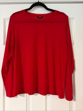 Red Women's Mesh Cree Neck Top
